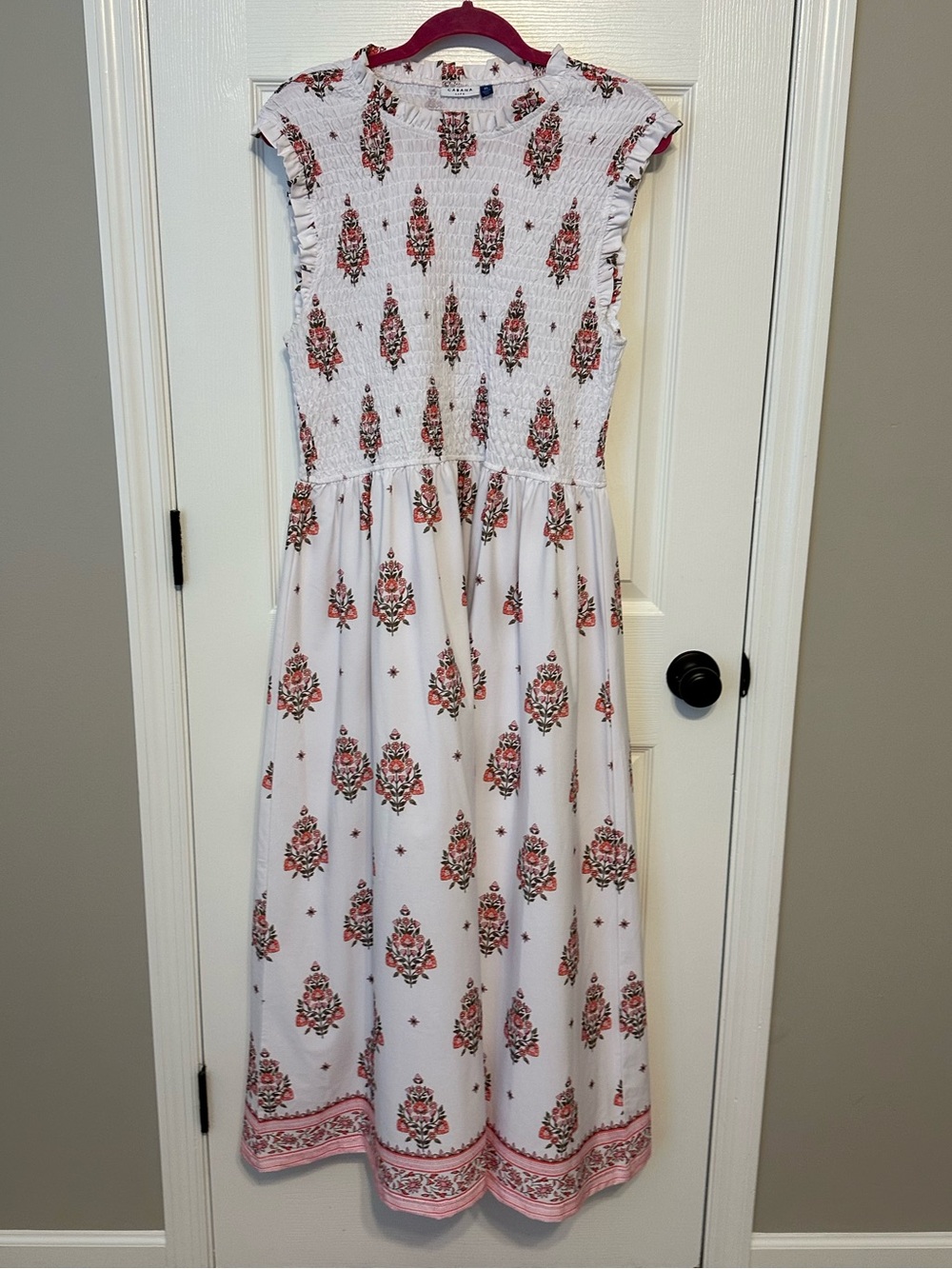 Cabana Life White Floral Maxi Dress with Pink Accents